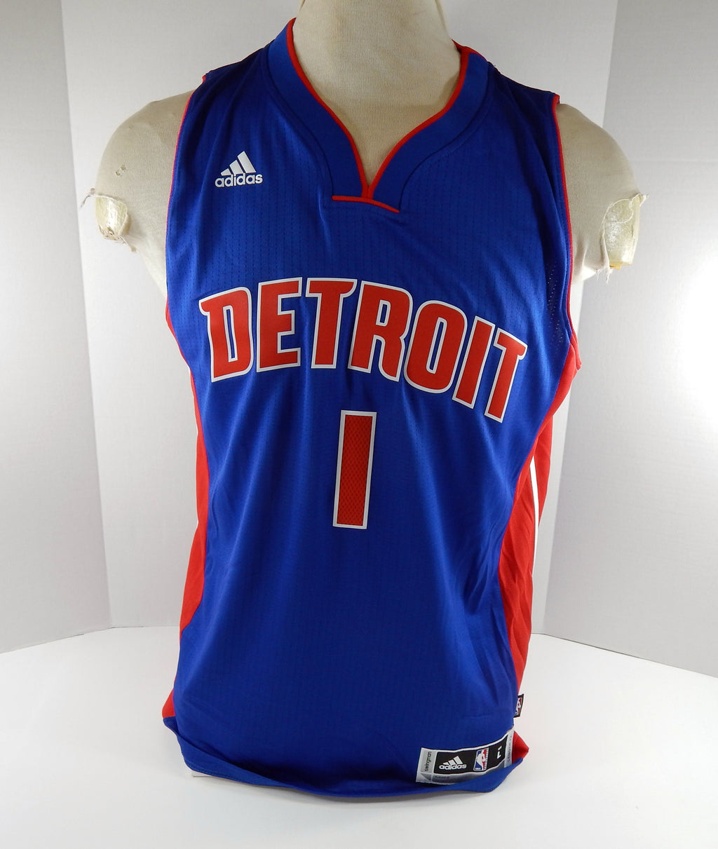 2015-16 Mens Detroit Pistons Reggie Jackson #1 Authentic Blue Jersey Adidas L 3S