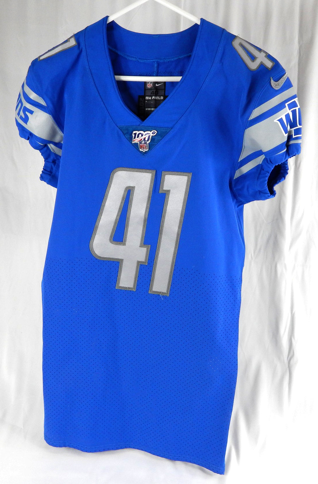 2019 Detroit Lions Johnathan Alston #41 Game Issued Blue Jersey 100 Patch 40 399