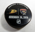 Florida Panthers Vs. Anaheim Ducks Game Used Black Warm Up Puck DP61327