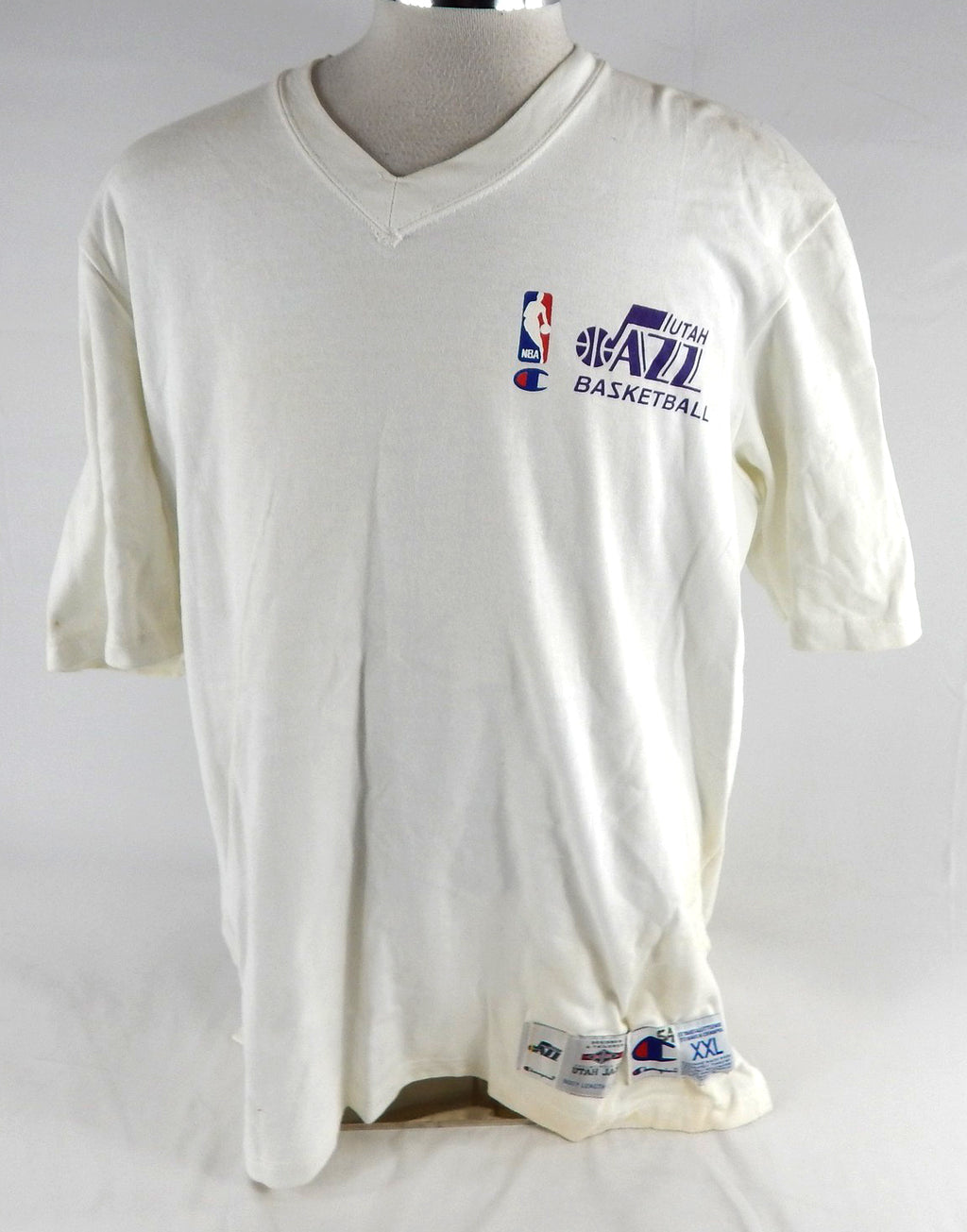 1994-95 Utah Jazz James Donaldson #54 Game Issued Pos Used White Training Shirt3