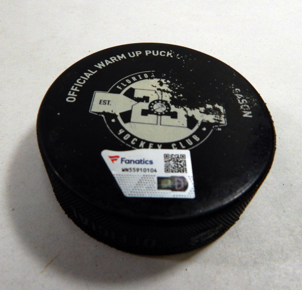 Florida Panthers Vs. Ottawa Senators Game Used Black Warm Up Puck DP61335 Pic2
