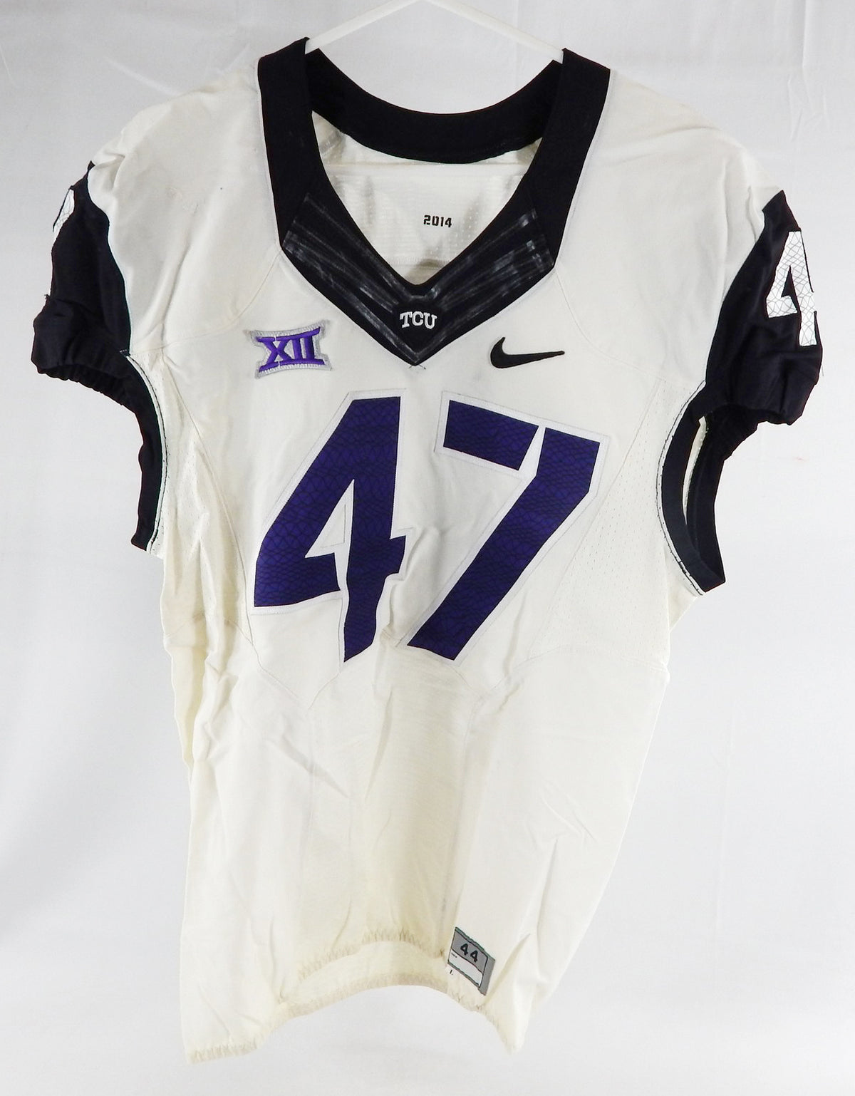 2014 Texas Christian TCU Frogs #47 Game Used White Jersey Football NP R 44 623