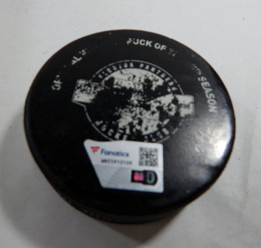 Florida Panthers Vs. Ottawa Senators Game Used Black Warm Up Puck DP61341 Pic2