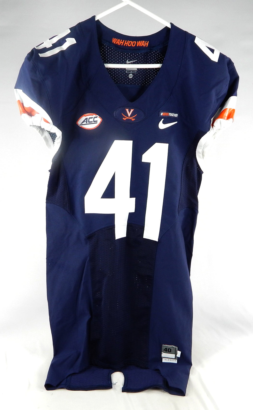 2017 Virginia Cavaliers #41 Game Used Navy Jersey Throwback Hoos Together NP R 2