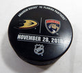 Florida Panthers Vs. Anaheim Ducks Game Used Black Warm Up Puck DP61343