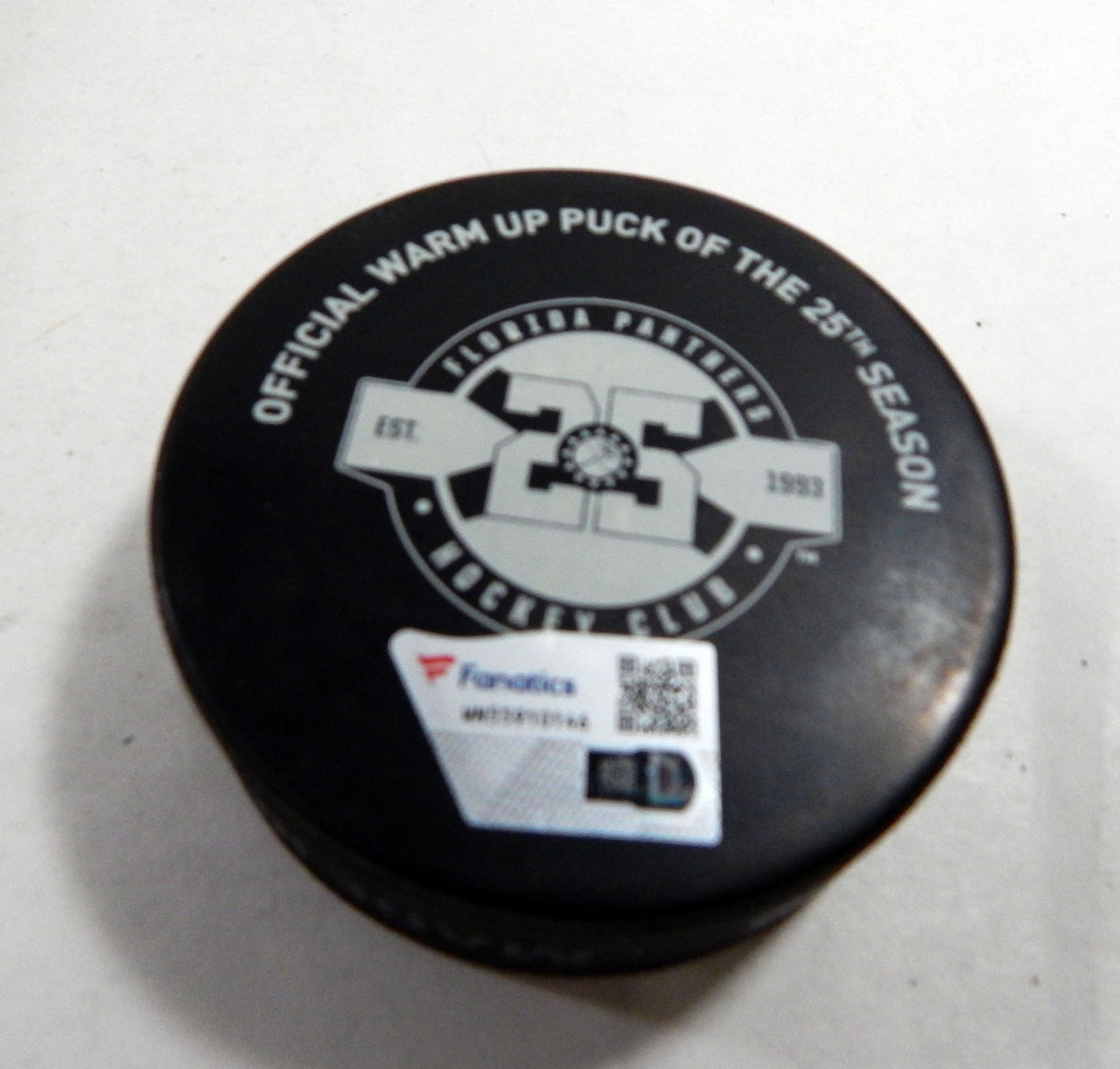 Florida Panthers Vs. Carolina Hurricanes Game Used Black Warm Up Puck DP61344 Pic2