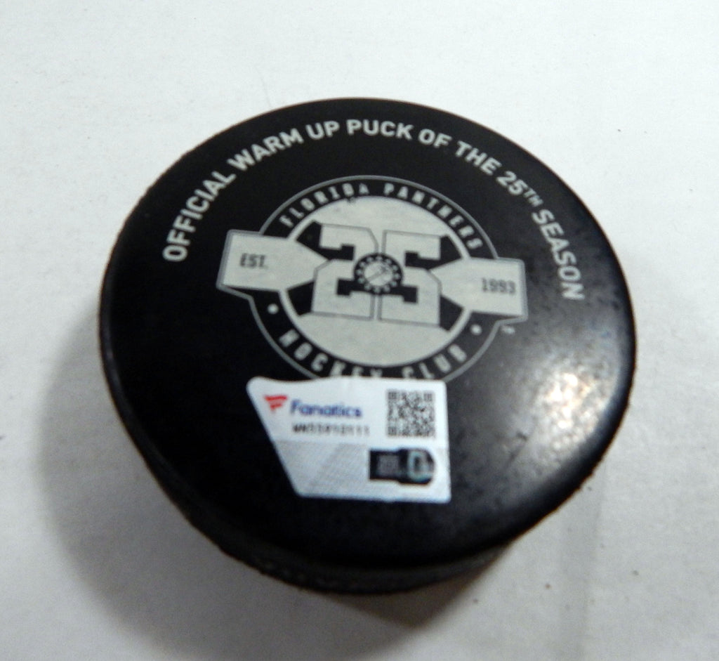 Florida Panthers Vs. Ottowa Senators Game Used Black Warm Up Puck DP61346 Pic2