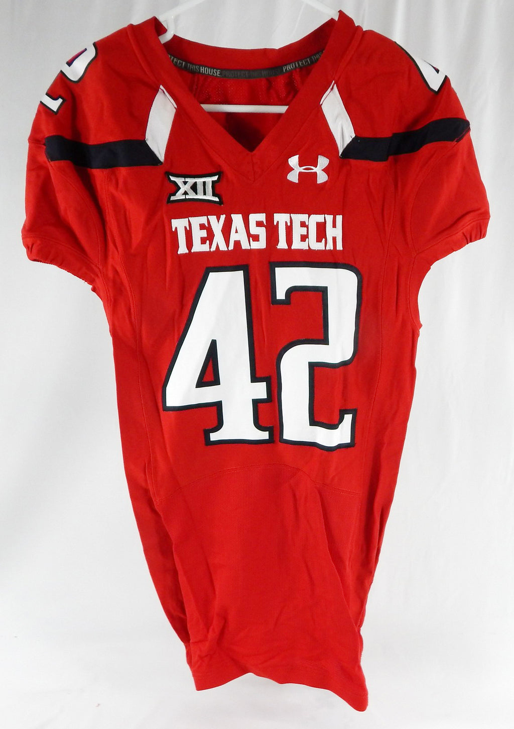 2015 Texas Tech Red Raiders #42 Game Used Red Jersey Football NP Rem 44 644