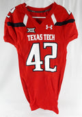 2015 Texas Tech Red Raiders #42 Game Used Red Jersey Football NP Rem 44 644