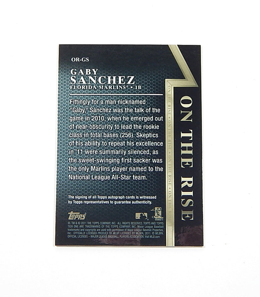 2011 Topps Tier One On The Rise Autographs Gaby Sanchez #OR-GS Auto /399 Pic2