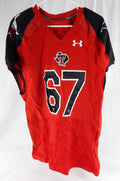 2012 Texas Tech Red Raiders #67 Game Used Red Jersey Lone Star Football NP R 5