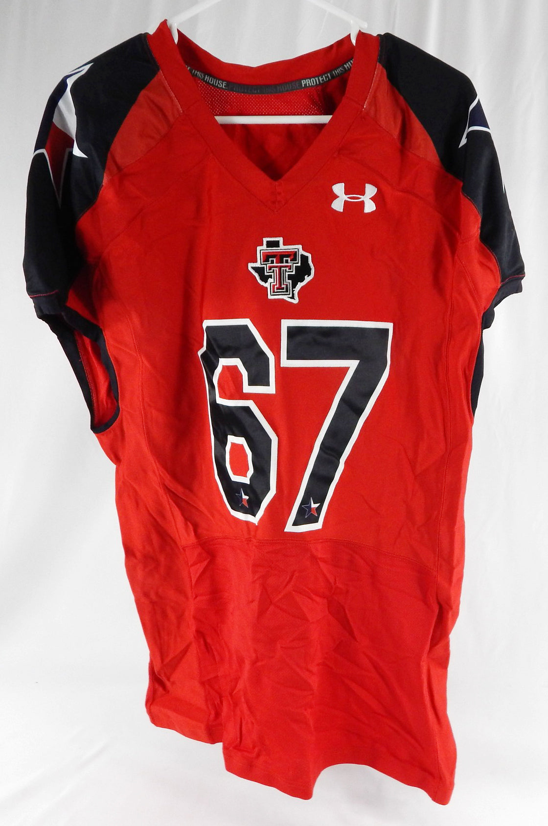 2012 Texas Tech Red Raiders #67 Game Used Red Jersey Lone Star Football NP R 5