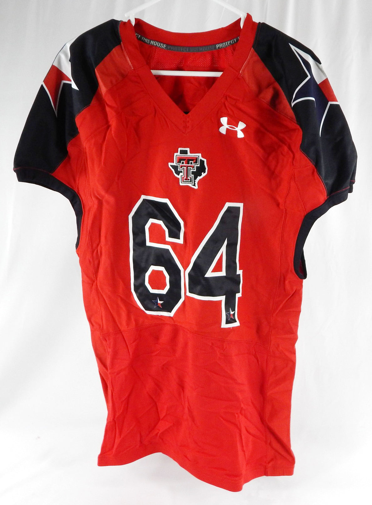 2012 Texas Tech Red Raiders #64 Game Used Red Jersey Lone Star Football NP R 6