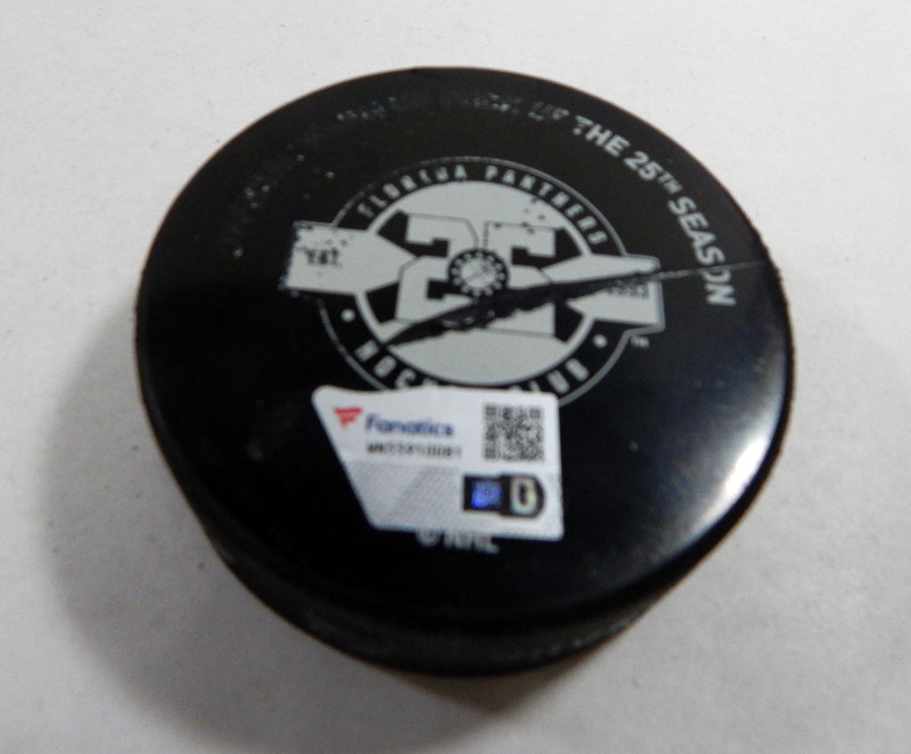 Florida Panthers Vs. Anaheim Ducks Game Used Black Warm Up Puck 362 Pic2
