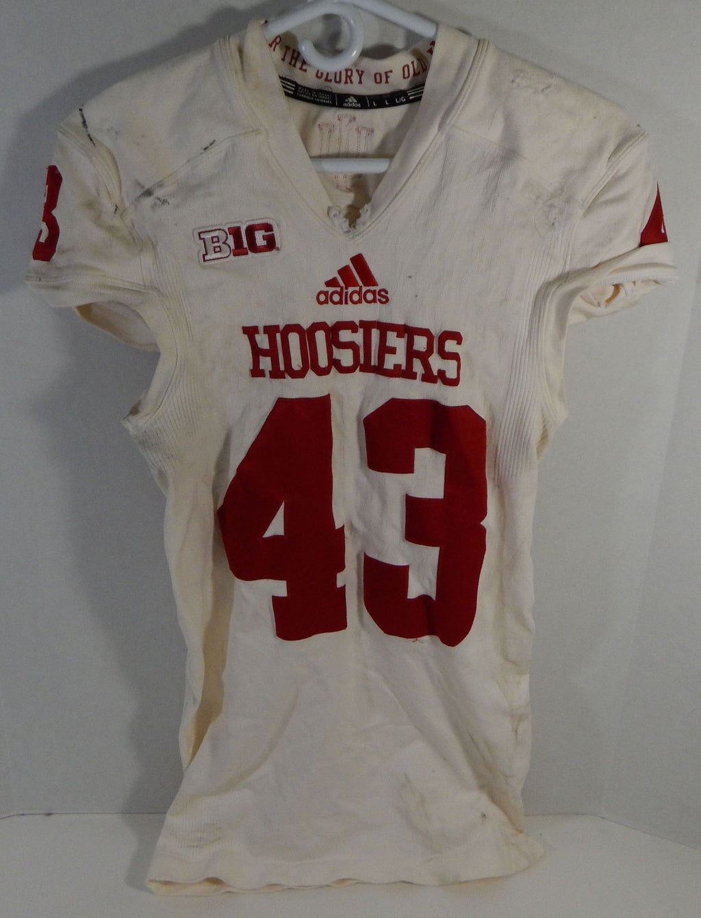 2015 Indiana Hoosiers #43 Game Used White Jersey Nameplate Removed L DP13934