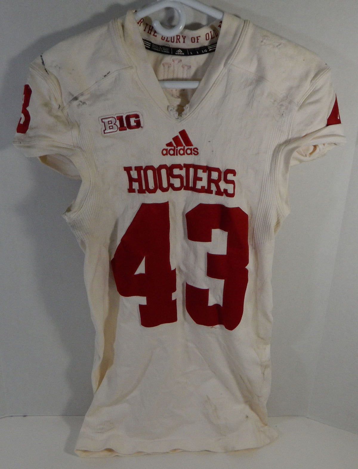 2015 Indiana Hoosiers #43 Game Used White Jersey Nameplate Removed L DP13934