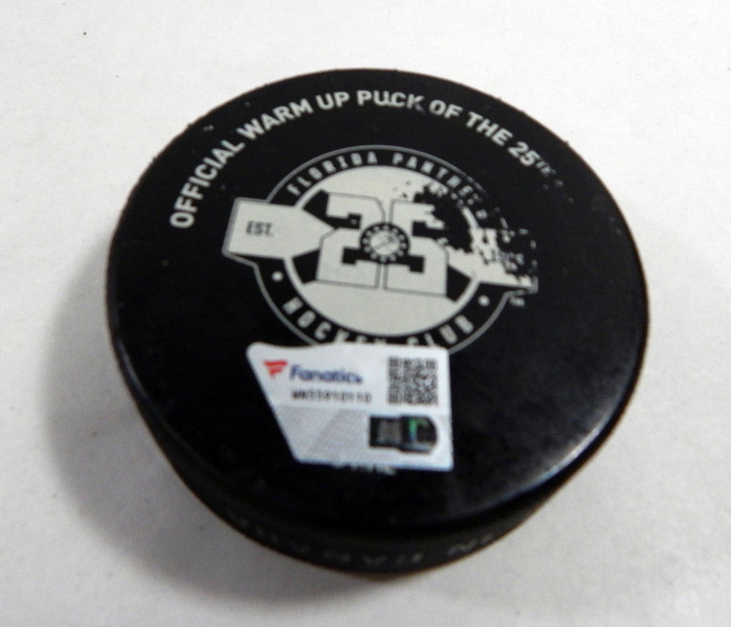 Florida Panthers Vs. Ottowa Senators Game Used Black Warm Up Puck DP61368 Pic2