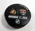 Florida Panthers Vs. Ottowa Senators Game Used Black Warm Up Puck DP61368