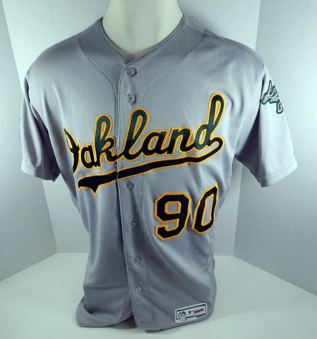 2019 Oakland A's Athletics Jeremy Dowdy #90 Game Issued Grey Jersey 150 PS Patch Pic2