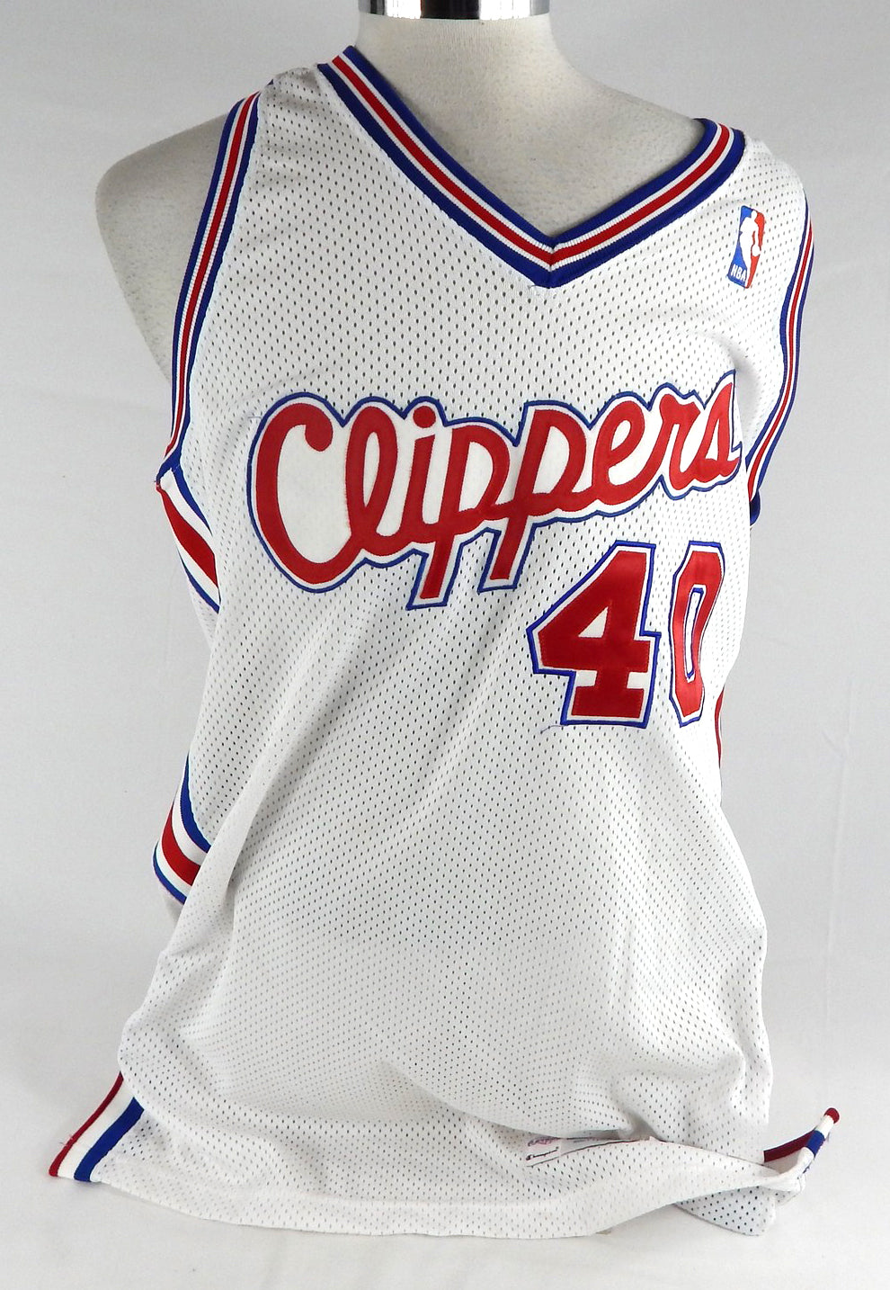 1995-96 Los Angeles Clippers Antonio Harvey #40 Game Used White Jersey 48 128