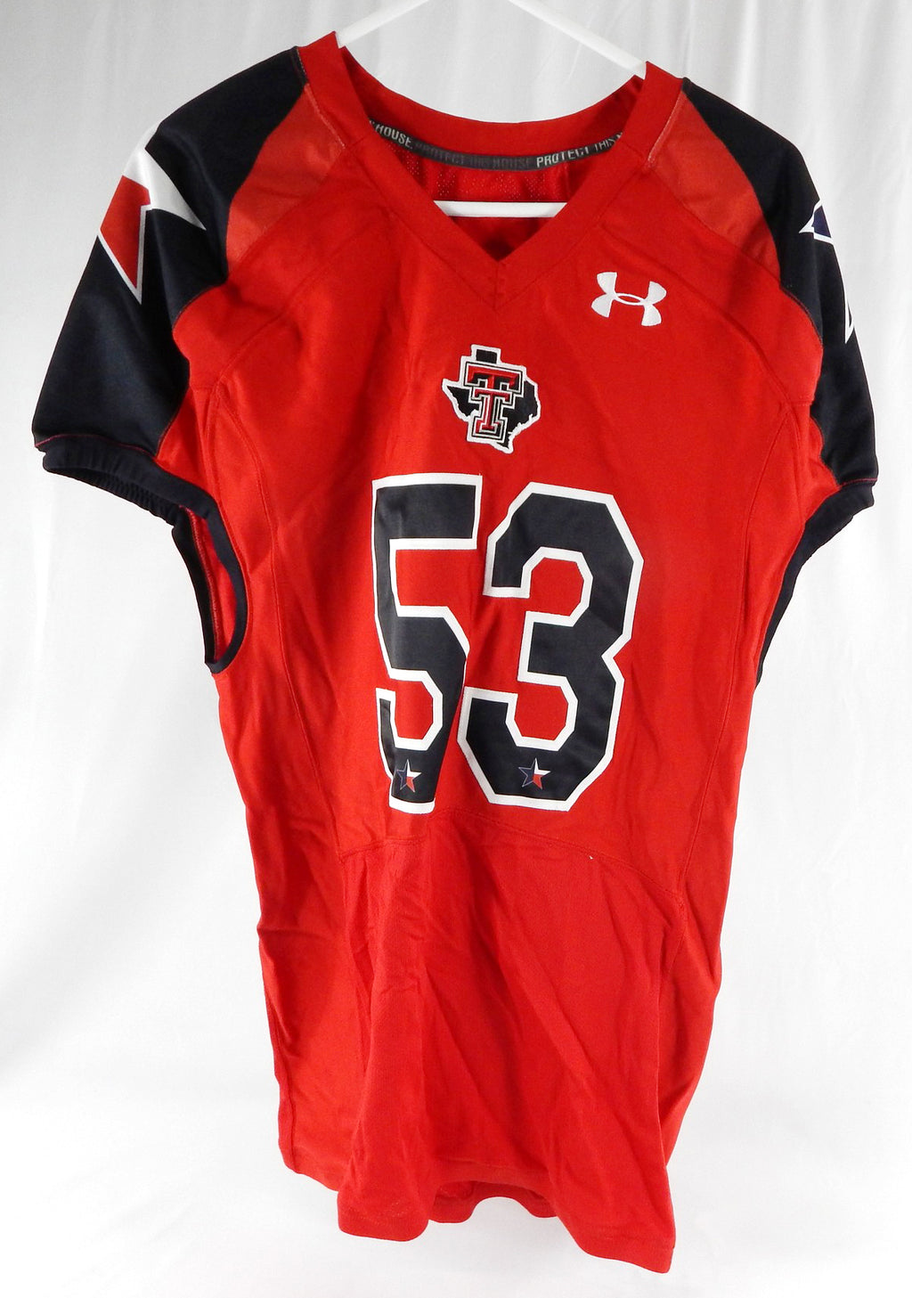 2012 Texas Tech Red Raiders #53 Game Used Red Jersey Lone Star Football NP R 50