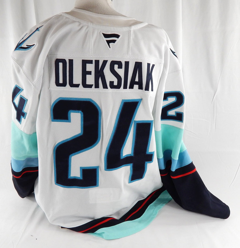 2024-25 Seattle Kraken Jamie Oleksiak #24 Game Used White Jersey Set 1 58 376 Pic2
