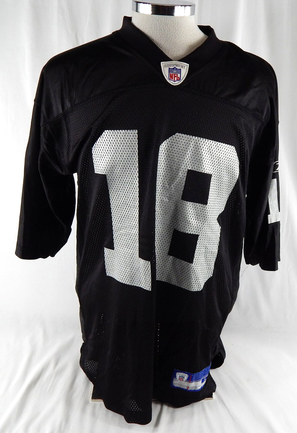 Men's Oakland Raiders Randy Moss #18 Authentic Black Jersey Reebok L 234