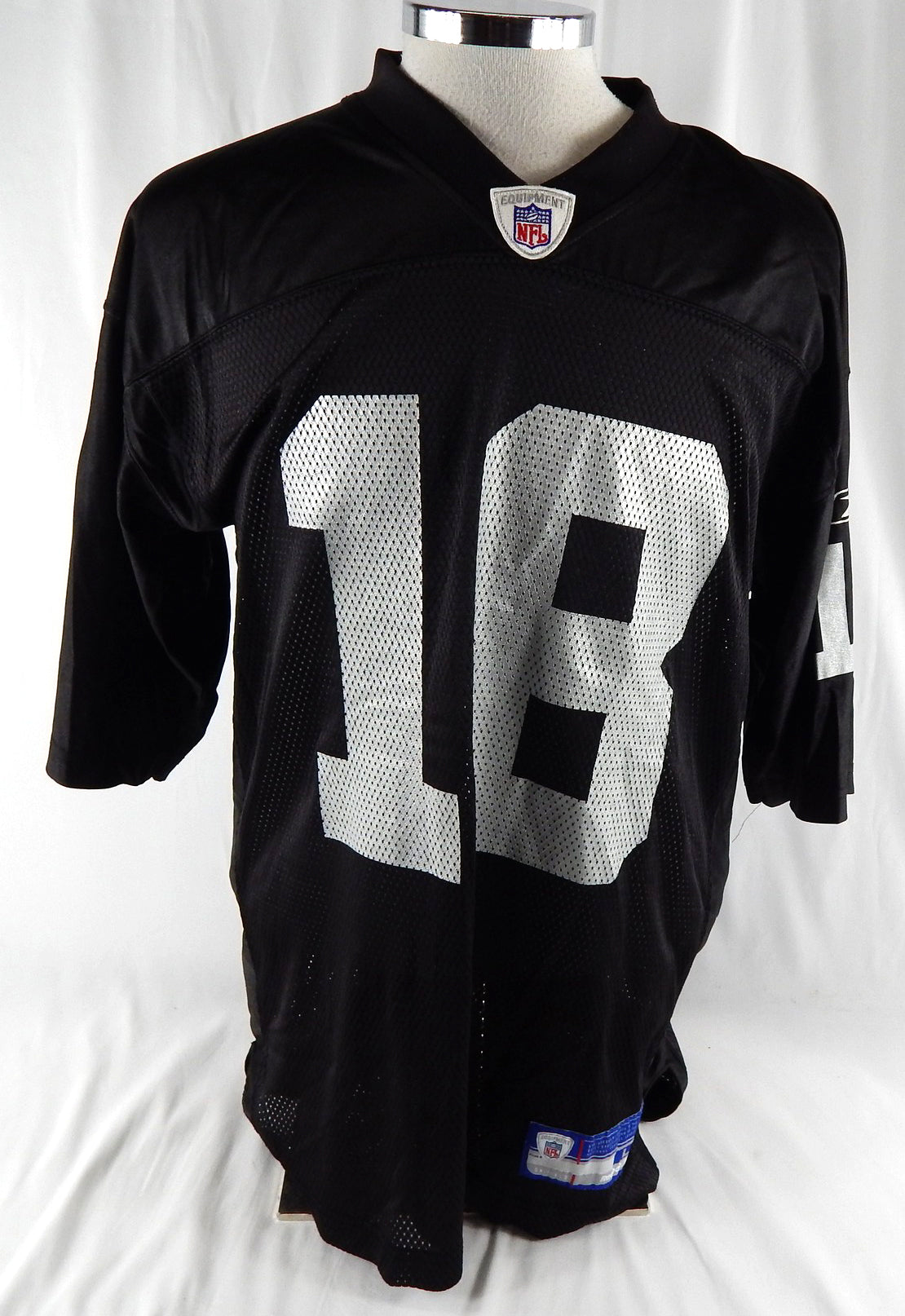 Men's Oakland Raiders Randy Moss #18 Authentic Black Jersey Reebok L 234