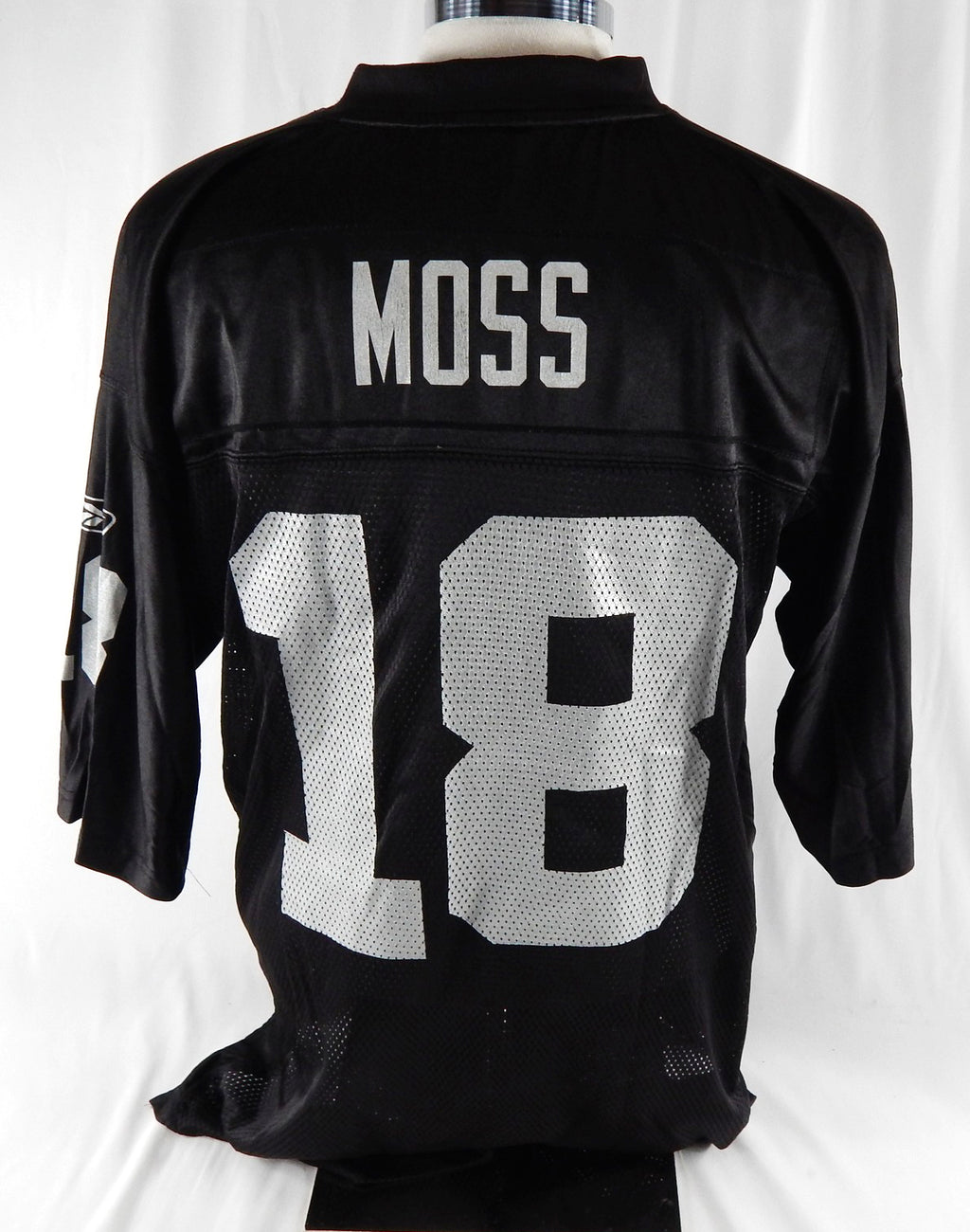 Men's Oakland Raiders Randy Moss #18 Authentic Black Jersey Reebok L 234 Pic2