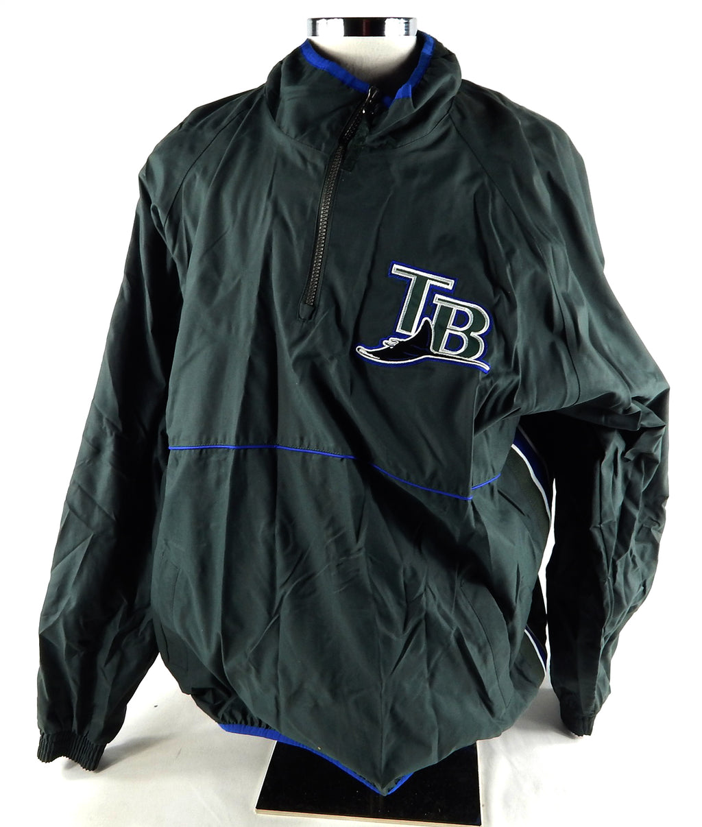 2000s Tampa Bay Devil Rays Eduardo Perez #33 Game Used Green BP Jacket XXL 363