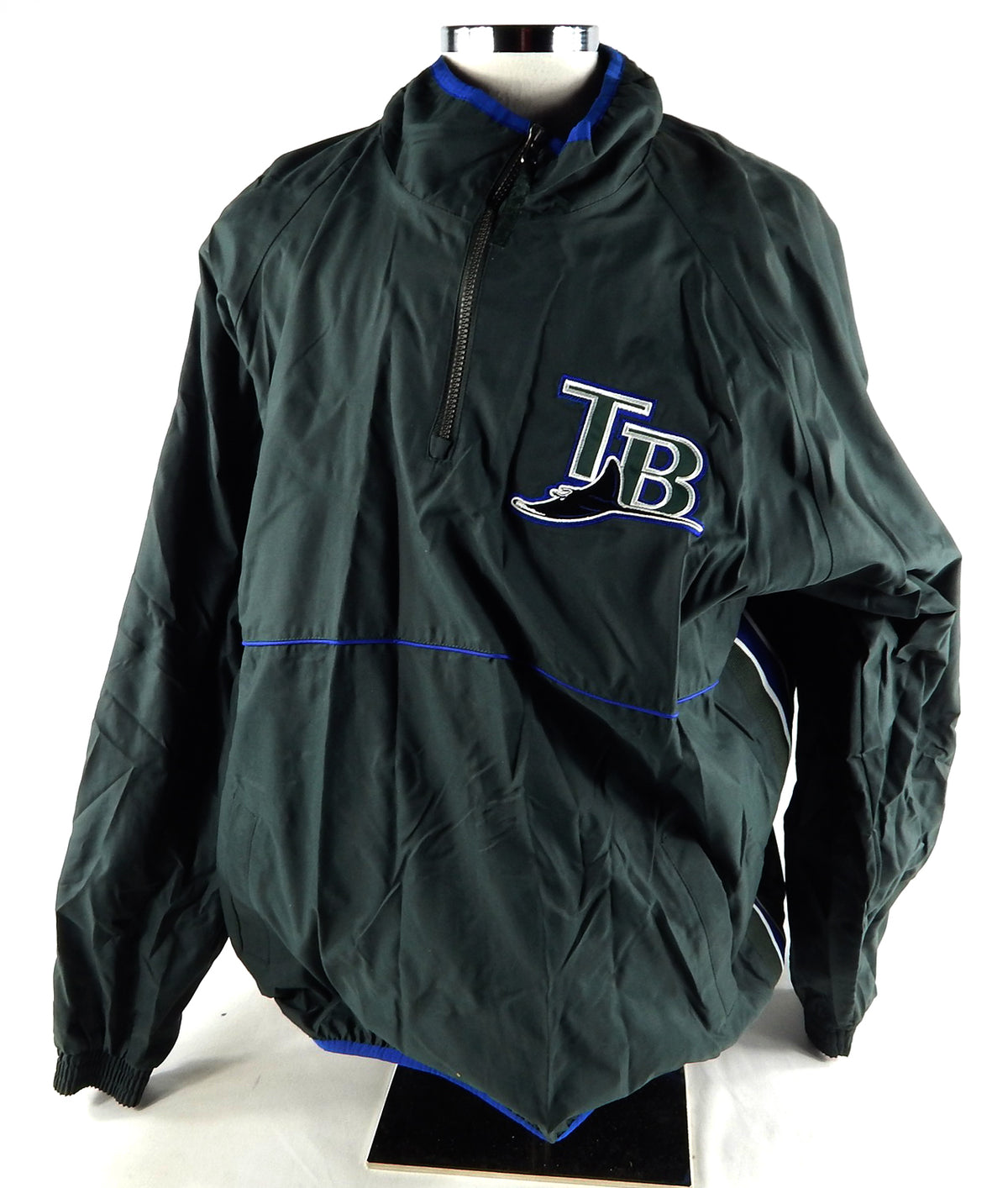 2000s Tampa Bay Devil Rays Eduardo Perez #33 Game Used Green BP Jacket XXL 363