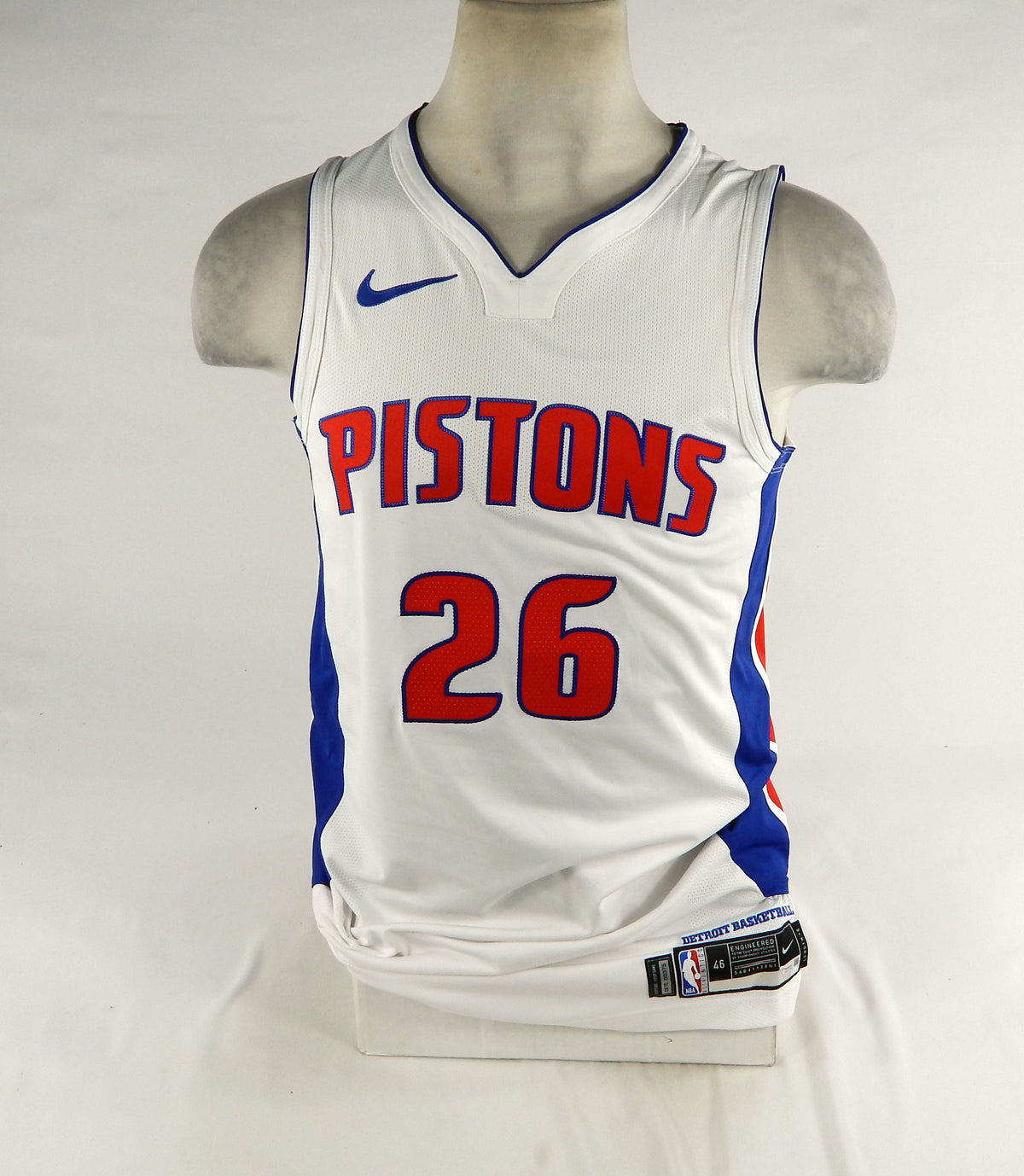 2019-20 Detroit Pistons Zavier Simpson #26 Game Issued White Jersey 48+6 DP72620