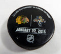 Florida Panthers Vs. Chicago Blackhawks Game Used Black Warm-Up Puck 415