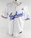 2025 Kansas Jayhawks # Game Used White Jersey Camo Baseball 44 644