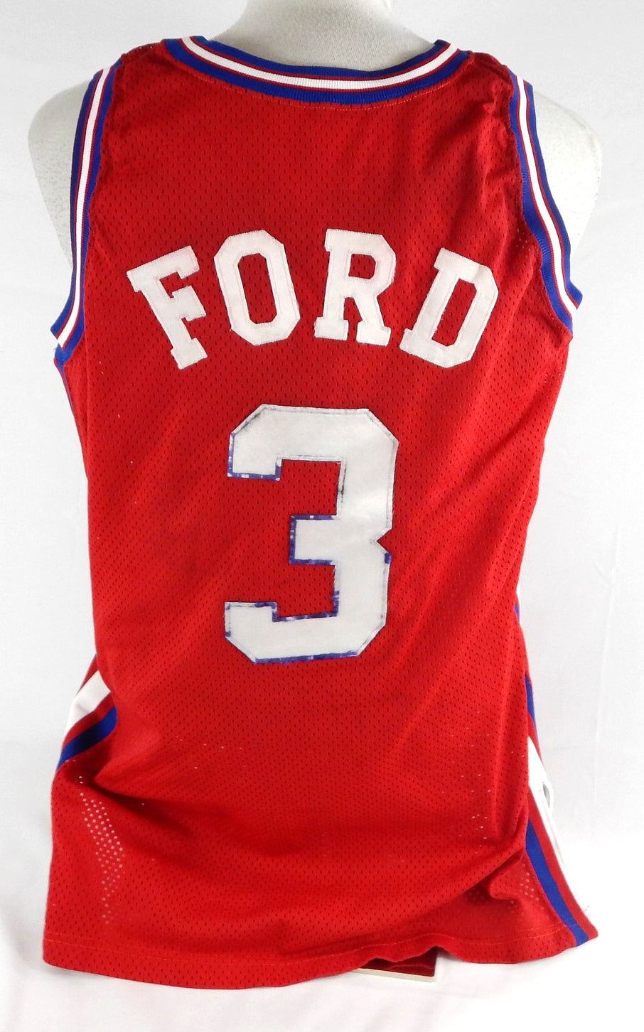 1994-95 Los Angeles Clippers Ford #3 Game Used Red Jersery 44 140 Pic2