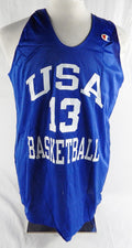 1990s Team USA Basketball #13 Game Issued Blue Practice Jersey L 849