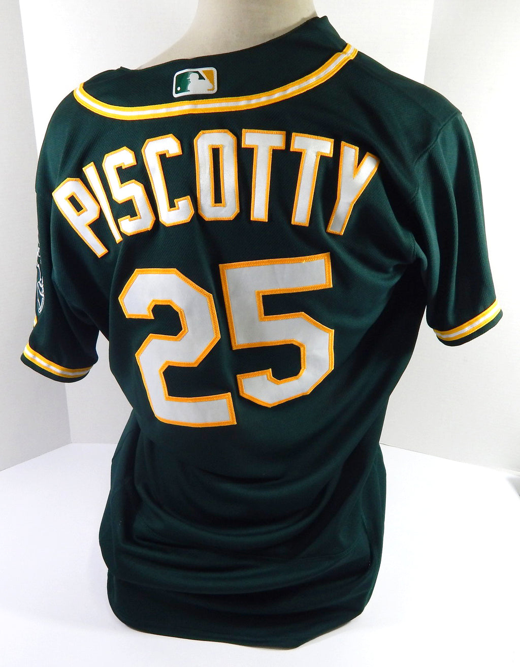 2020 Oakland Athletics Stephen Piscotty #25 Game Used Green Jersey 2 H 1 RBI 2 R