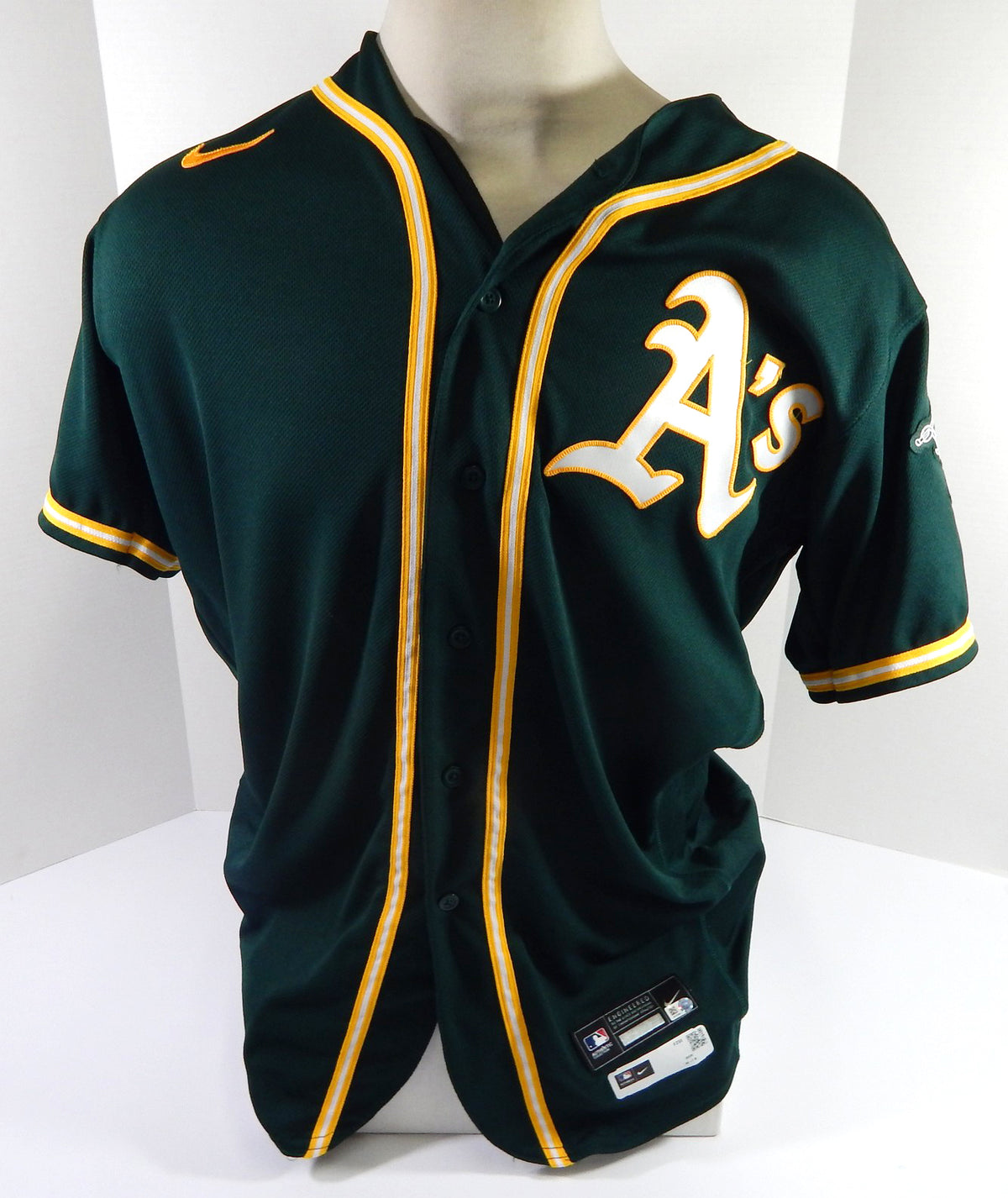 2020 Oakland Athletics Stephen Piscotty #25 Game Used Green Jersey 2 H 1 RBI 2 R Pic2