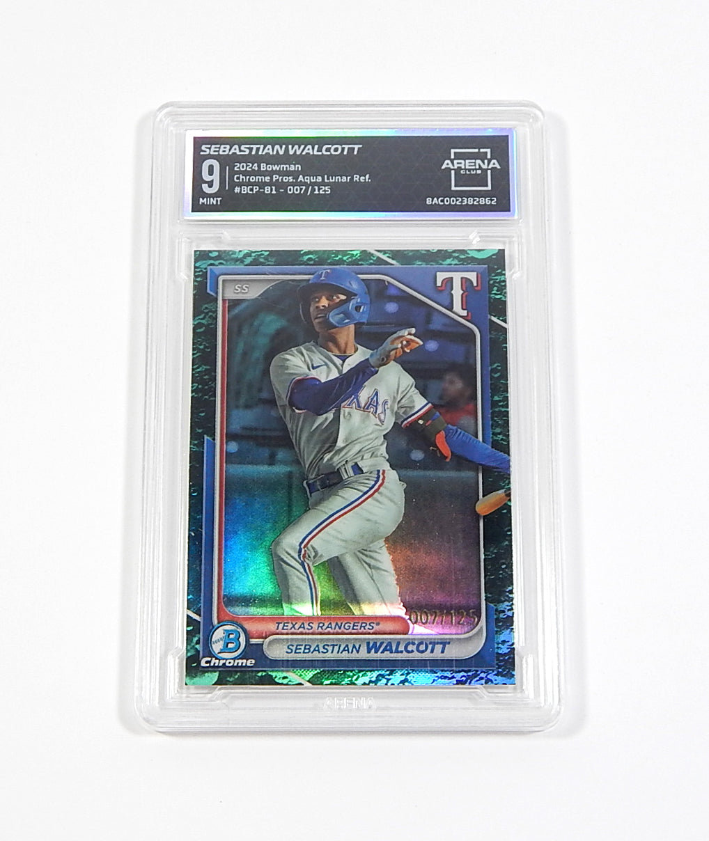 2024 Bowman Chrome Prospects Aqua Lunar Refractor Sebastian Walcott /125 Arena 9