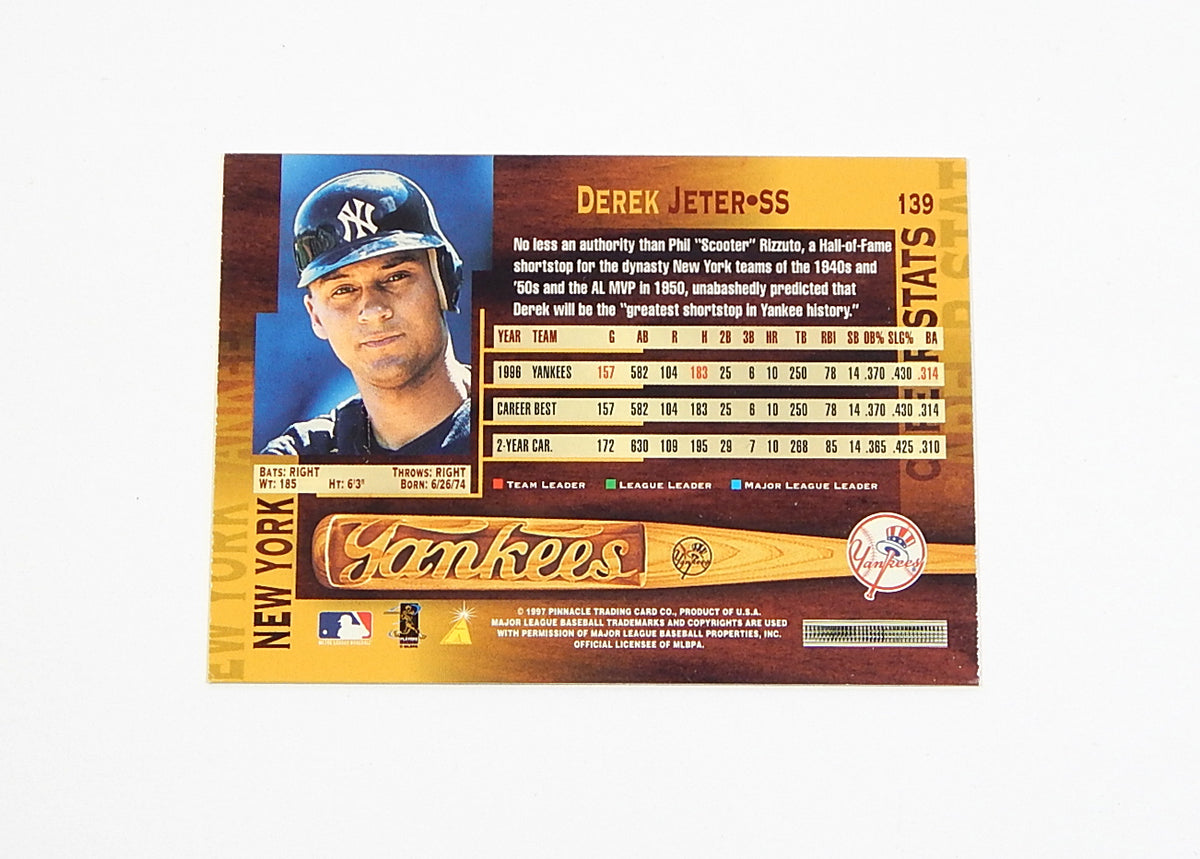 1997 Pinnacle Derek Jeter #139 Yankees Pic2