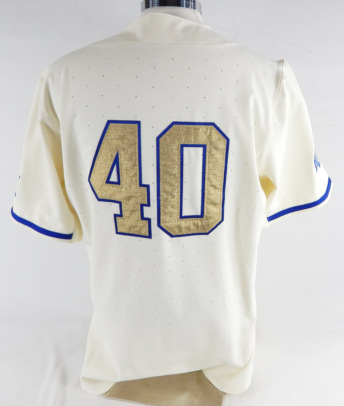 2025 Kansas Jayhawks #40 Game Used White Jersey Gold Baseball 46 648 Pic2