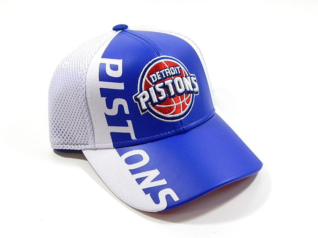 Detroit Pistons Logo Adidas Mesh Flexfit Hat Cap White Blue Size S/M New