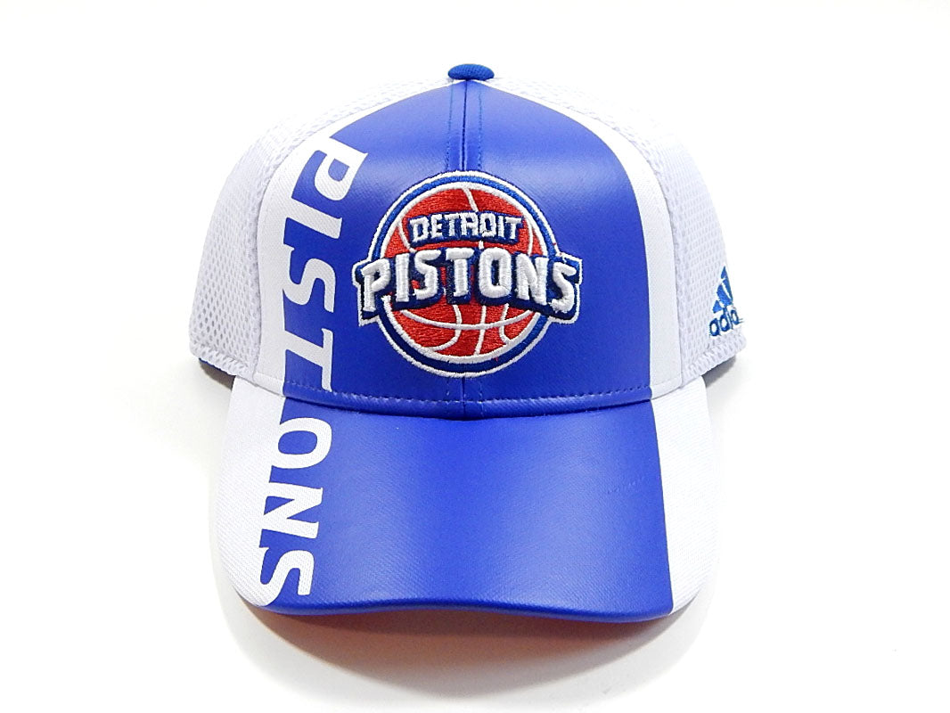 Detroit Pistons Logo Adidas Mesh Flexfit Hat Cap White Blue Size S/M New Pic2
