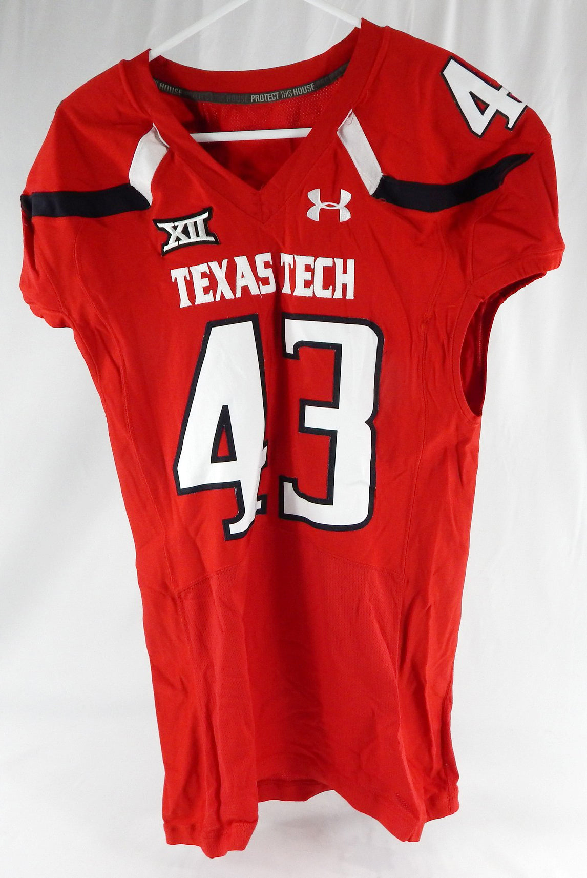 2015 Texas Tech Red Raiders #43 Game Used Red Jersey Football NP Rem 48 62