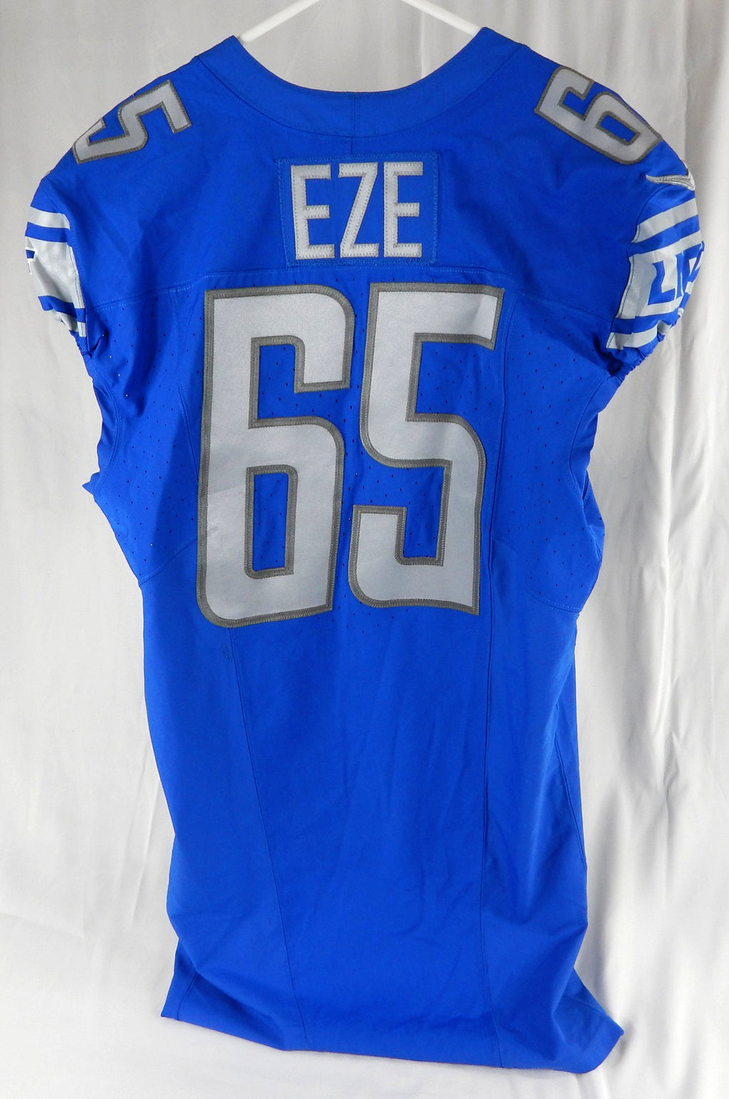 2023 Detroit Lions Obinna Eze #65 Game Used Blue Jersey 90 Seasons Patch 46 634 Pic2