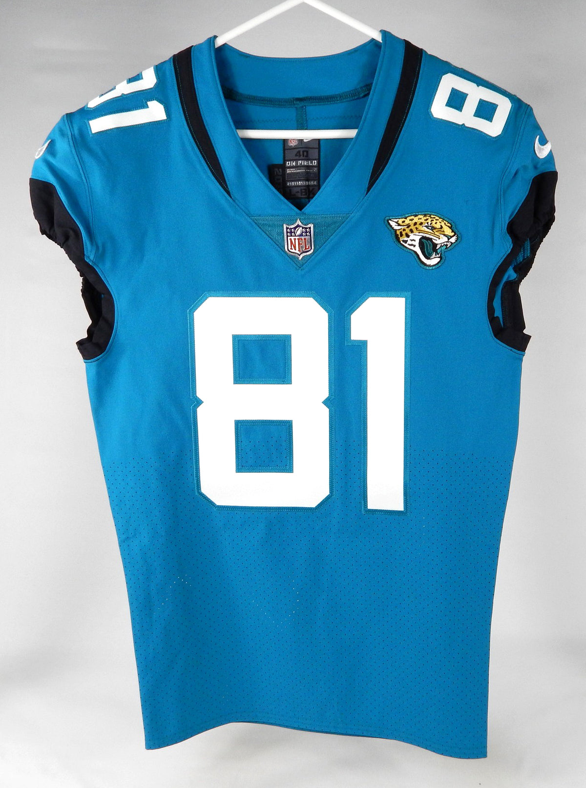 2019 Jacksonville Jaguars Willie Johnson #81 Game Issued Blue Jersey 40 DP74849
