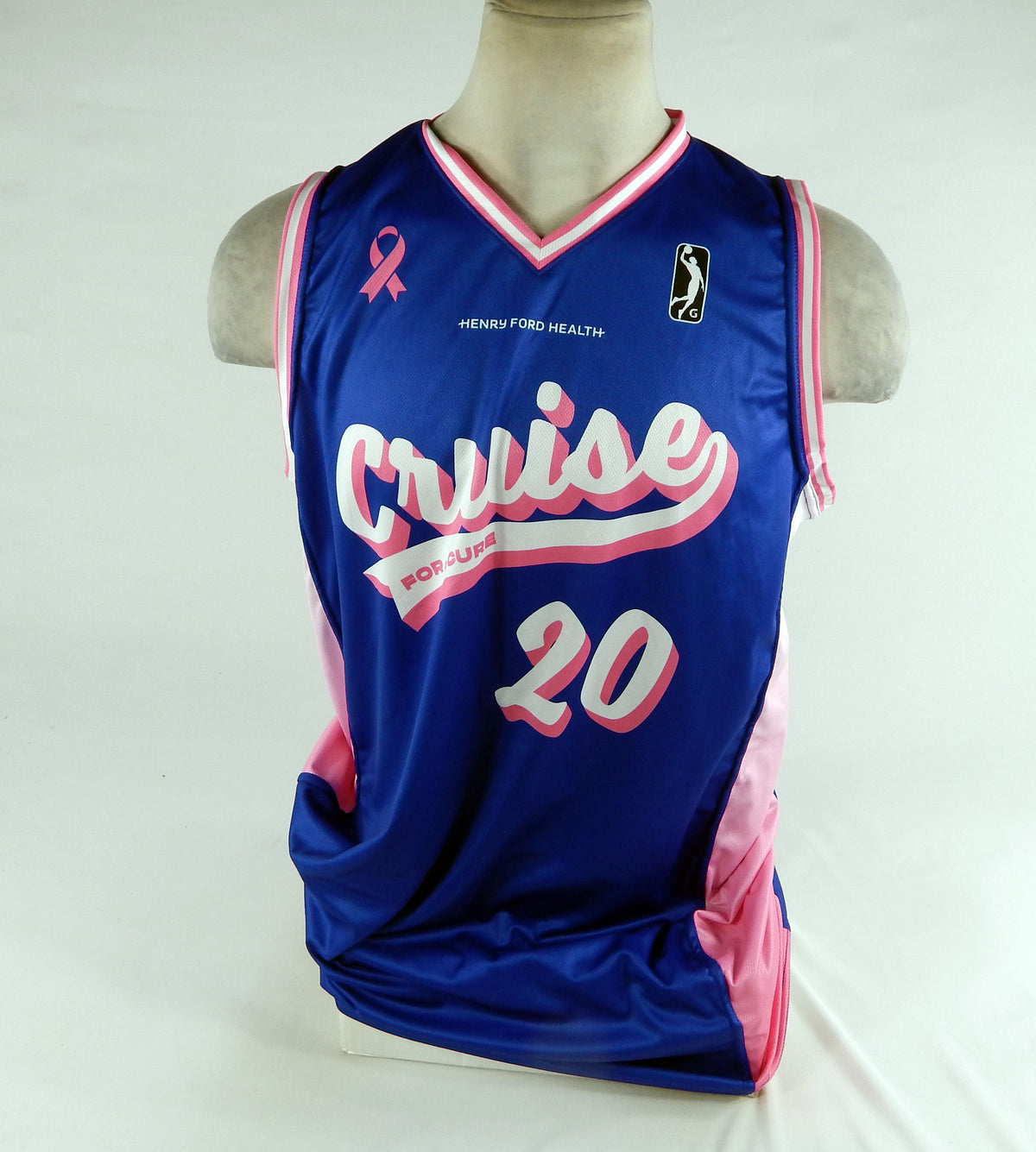 2023-24 Motor City Cruise Malcolm Cazalon #20 Game Issued Blue Jersey Breast Can