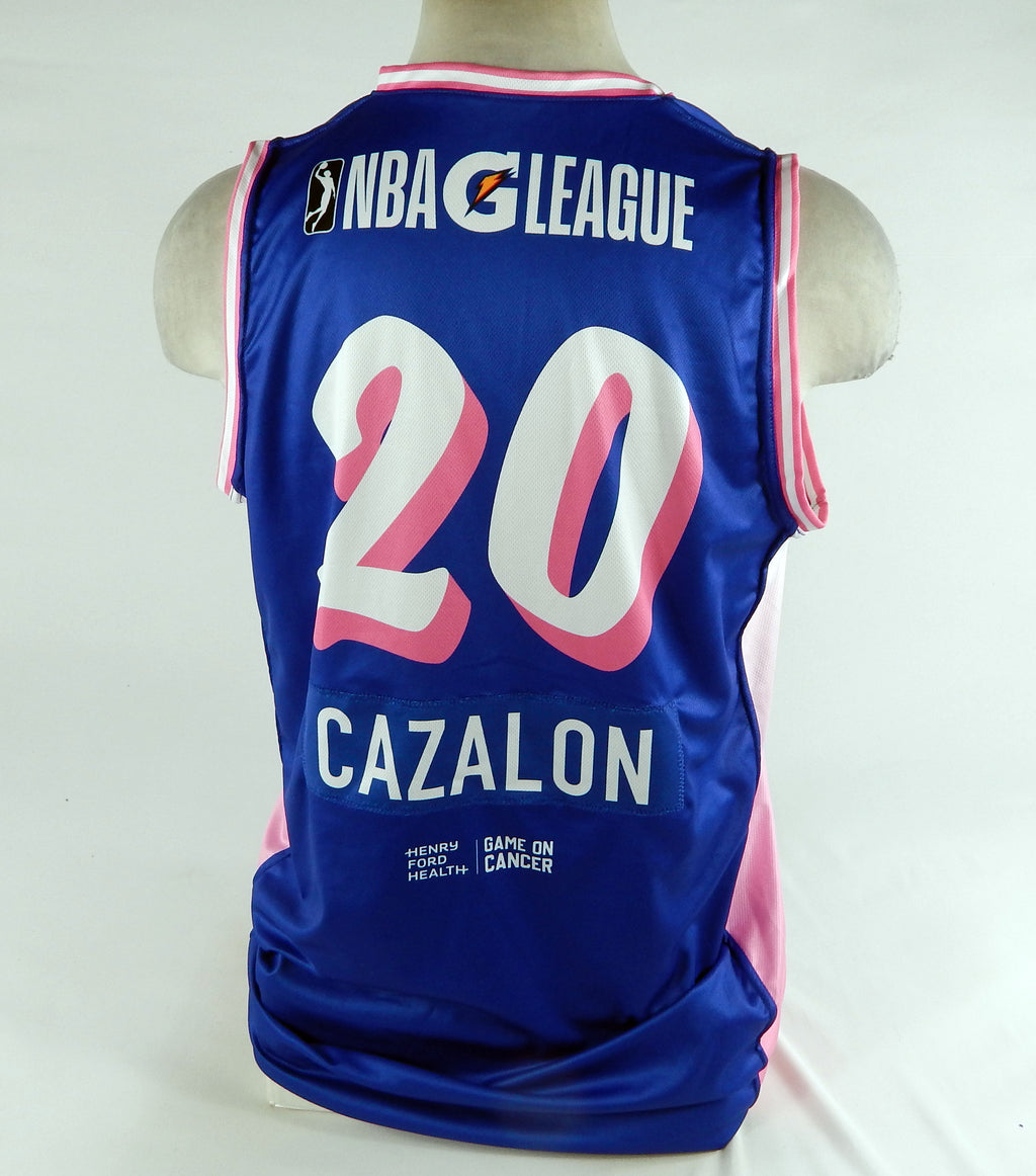 2023-24 Motor City Cruise Malcolm Cazalon #20 Game Issued Blue Jersey Breast Can Pic2
