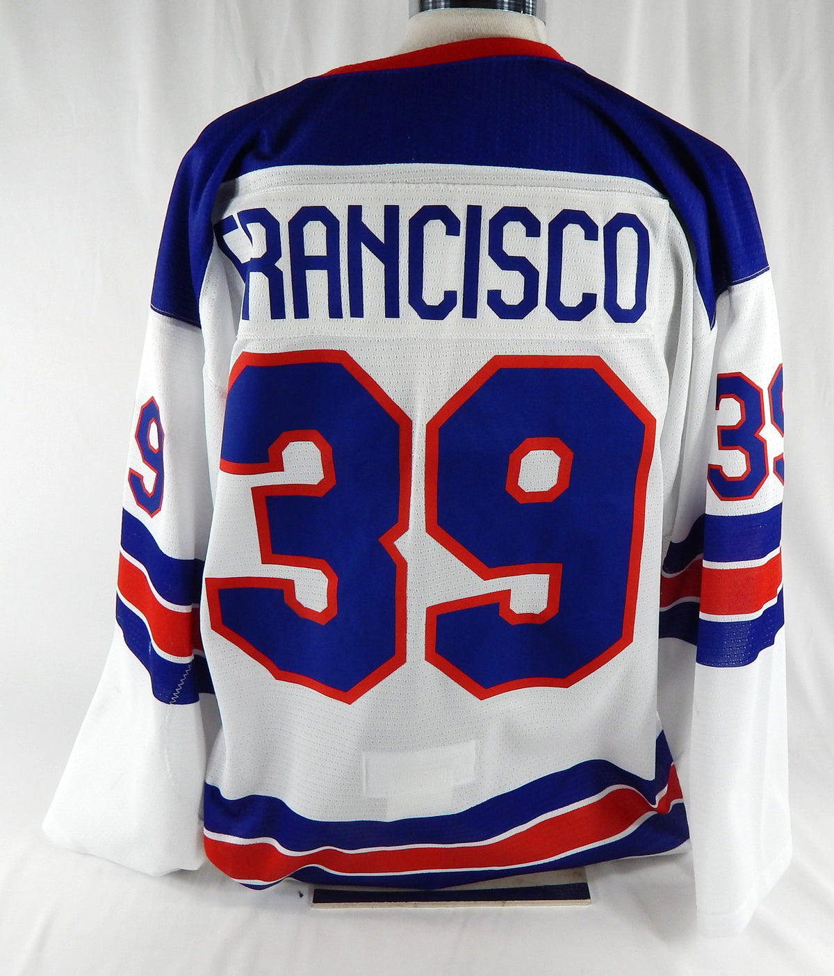 2024-25 Team USA Hockey NTDP AJ Francisco #39 Game Used White Jersey 56 246 Pic2