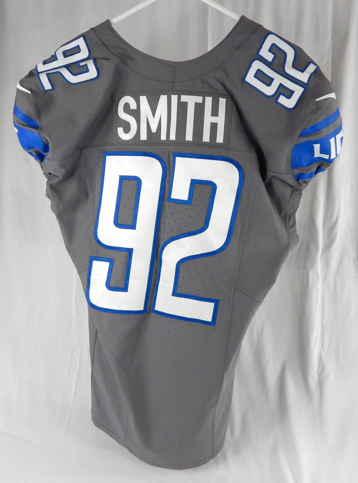 2023 Detroit Lions Chris Smith #92 Game Issued Grey Jersey 90 Seasons Patch 46 6 Pic2